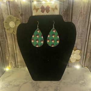 Handmade faux leather earrings.